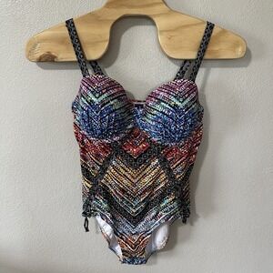 Swimsuits For All Multicolored Bandana Print One Piece Swimsuit Plus Size 18